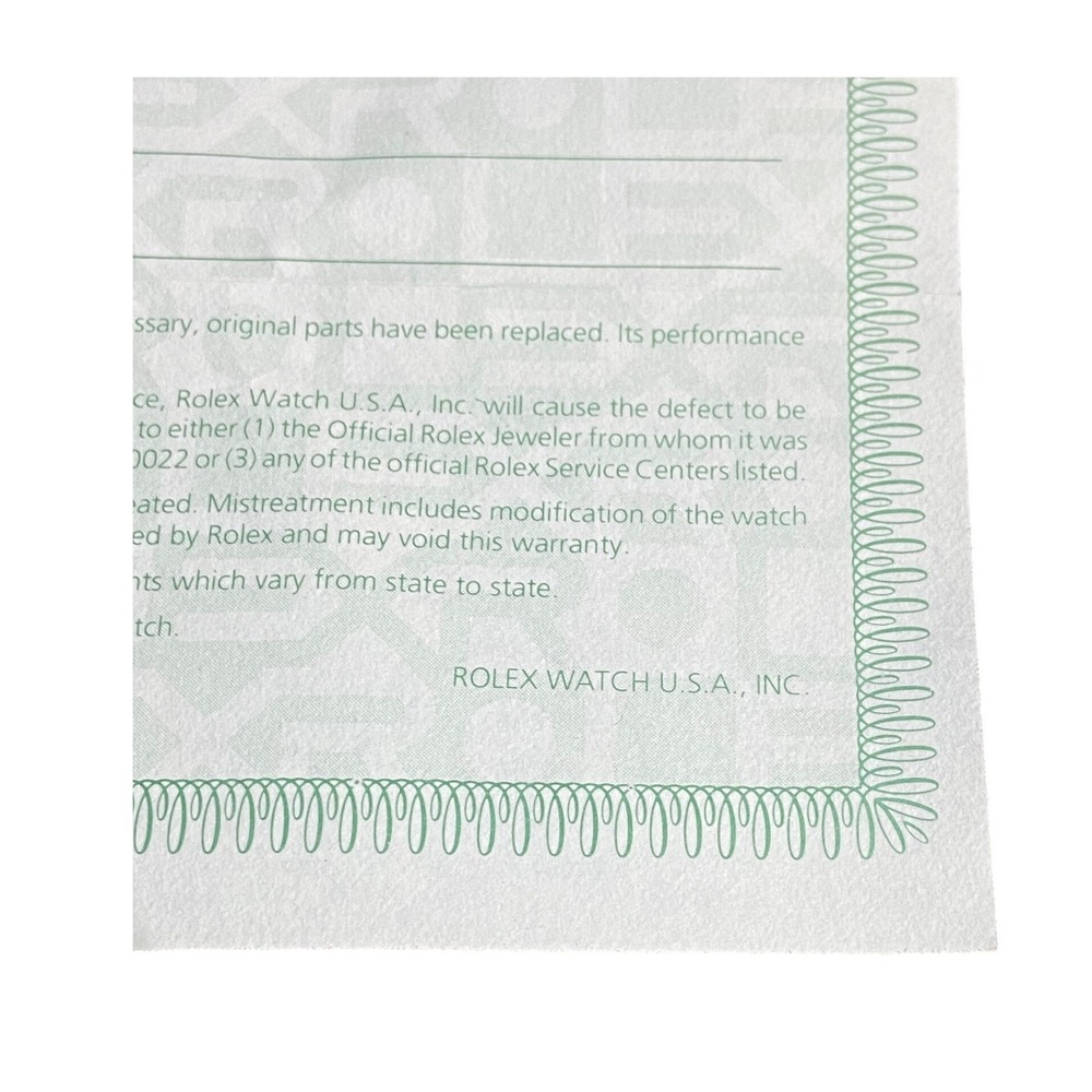 Vintage 1992 Rolex Service Warranty Paper Reference O-62585‎ Serial 3126713 - Picture 3 of 8
